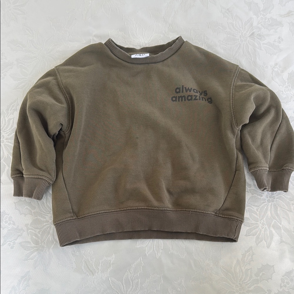 Zara Green Oversized Crewneck Sweatshirt